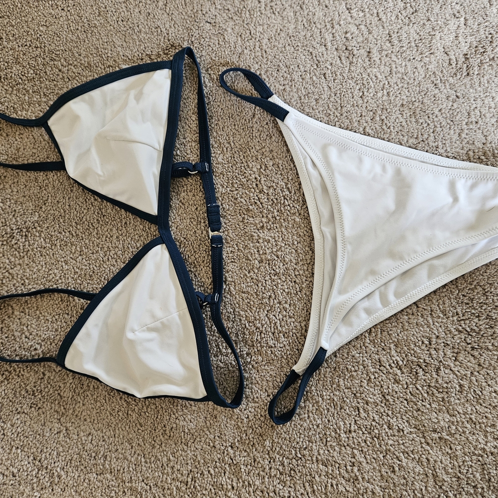 White and Blue Women's Bikini Set